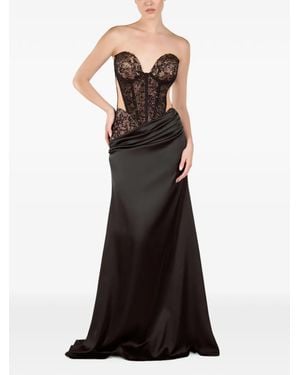 ANDREEA VENECIUC Noemie Lace-Panelled Gown - Black