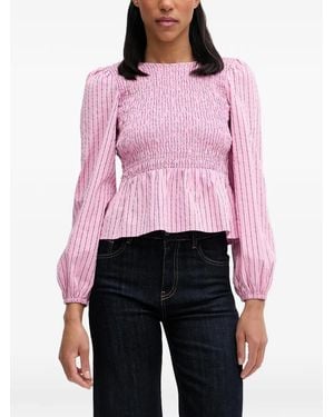 Marc O' Polo Shirred Striped Blouse - Pink