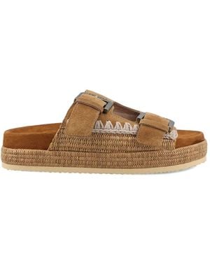 Mou Buckle Detail Sandals - Brown