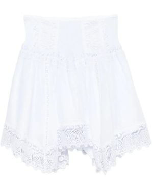 Charo Ruiz Lace-Trim Tiered Mini Skirt - White