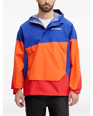 adidas カラーブロック フーデッドジャケット - オレンジ