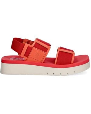 Fly London Sandali Con Chiusura A Strappo - Rosso
