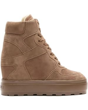 Casadei Sneakers Con Lacci E Zeppa 80Mm - Marrone