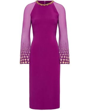 Jenny Packham Eurabia メッシュスリーブ ドレス - パープル