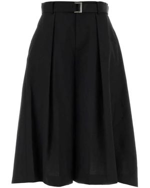 Sacai Pleated Bermuda Shorts - Black