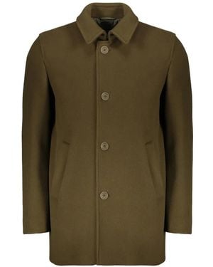 Herno Button-Fastening Spread-Collar Coat - Green