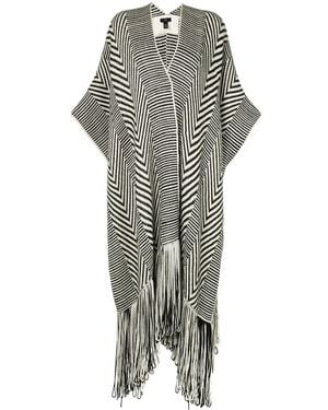 Voz Chevron Fringed Knitted Duster - Grey