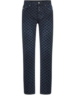 KARL LAGERFELD All-Over Monogram-Print Jeans - Blue
