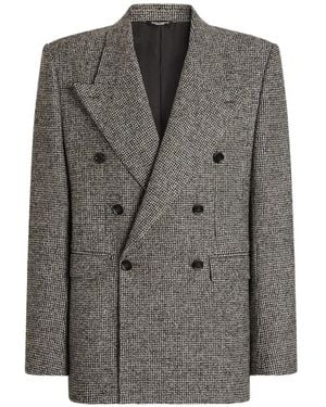 Dolce & Gabbana Doppelreihige Sinatra Jacke Aus Birdseye-Wollgemisch - Grau