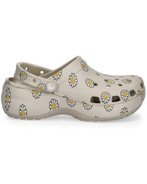 Crocs™ Classic Floral Platform Clogs - White