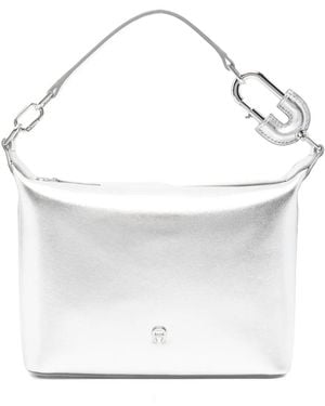 Aigner Fashion Metallic Logo-Plaque Clutch Bag - White