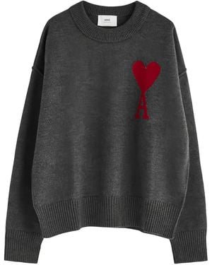 American Vintage Heart-Logo Crew-Neck Jumper - Black