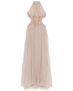 Alberta Ferretti Tulen Maxi-Jurk - Naturel