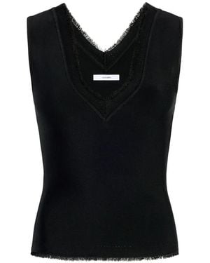 Adam Lippes Ria Fringed-Trim Top - Black