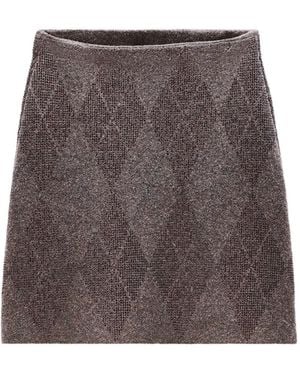 Alexander Wang Crystal Hotfix Argyle Tennis Tenis Skirt - Black
