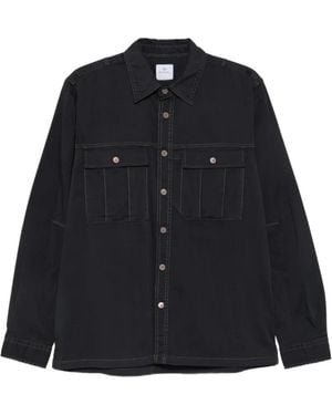 Paul Smith Contrast-Stitch Chest-Pocket Shirt - Blue