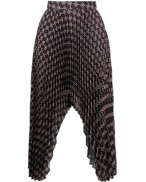 ROKH Monogram-Print Asymmetric Skirt - Black