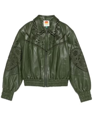 FARM Rio Richelieu Heart Embroidered Jacket - Green