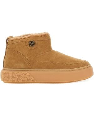 Pinko Suede Platform Boots - Brown
