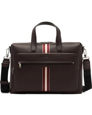 Bally Ribbon Logo Leather Briefcase - Black