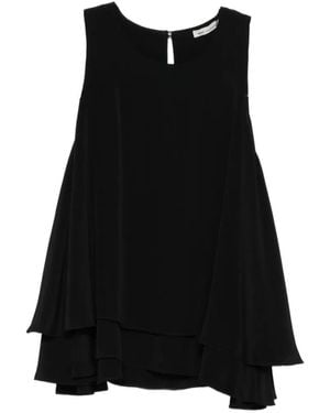 Ami Paris Ruffled Sleeveless Top - Black