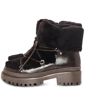 Yves Salomon Bottes En Peau Lainée - Black