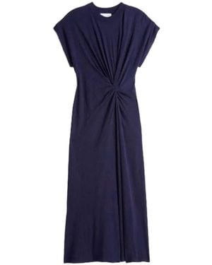 Apiece Apart Volta Twist-Detail Cap-Sleeve Dress - Blue