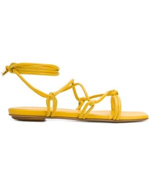 Gia Borghini Bella Flat Leather Sandals - Yellow