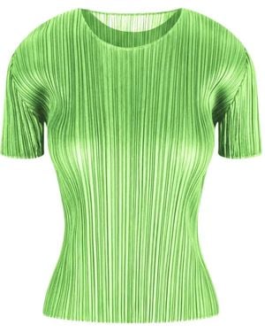 Pleats Please Issey Miyake Plissé-Effect T-Shirt - Green
