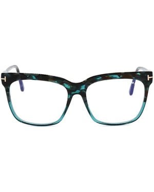 Tom Ford Eckige Brille Mit Schildpattmuster - Braun
