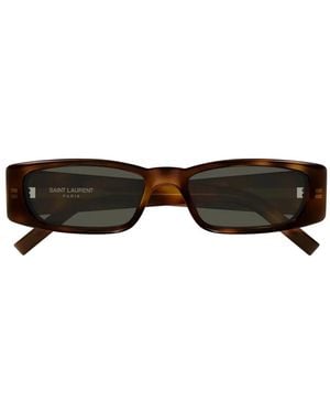 Saint Laurent Sl 942 Rectangle-Frame Sunglasses - Brown