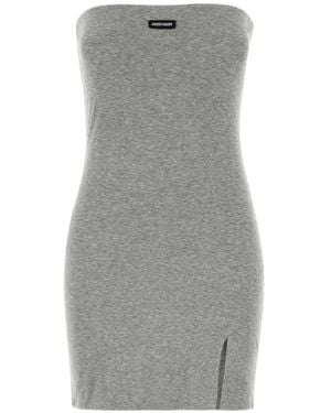 Miu Miu Logo-Patch Strapless Mini Dress - Grey