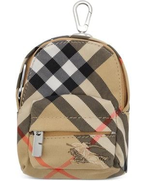Burberry Check Backpack Charm - Natural