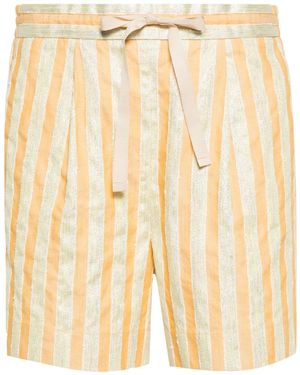 forte_forte Bermuda Shorts In Cotton And Linen With Lurex - Natural