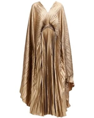 Acler Anslow Pleated V-Neck Maxi Dress - Natural