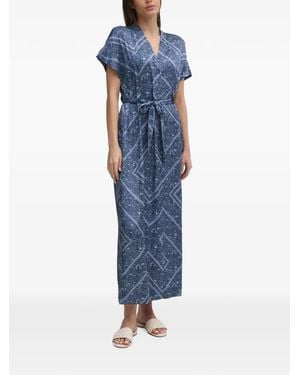 Mos Mosh Lisha Boarda Floral-Print Belted Maxi Dress - Blue