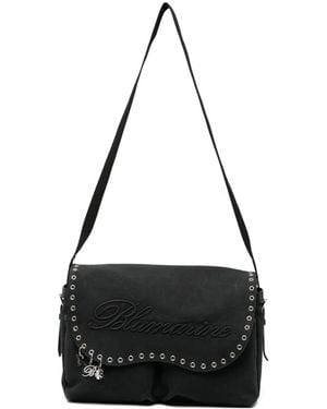 Blumarine Eyelet-Embellished Logo-Embroidered Cross Body Bag - Black