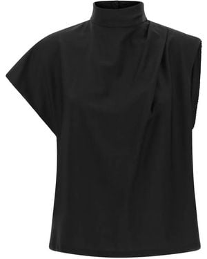 Tela Eva Draped Shirt - Black