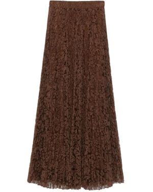 Ermanno Scervino Pleated Lace Maxi Skirt - ブラウン
