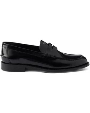Prada Brushed Leather Loafers - Black