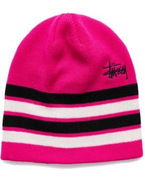 Stussy Gestreifte Beanie Mit Totenkopf - Pink