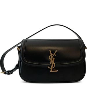 Saint Laurent Mini Logo-Plaque Shoulder Bag - Black