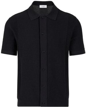Paolo Pecora Textured-Knit Short-Sleeve Shirt - Black
