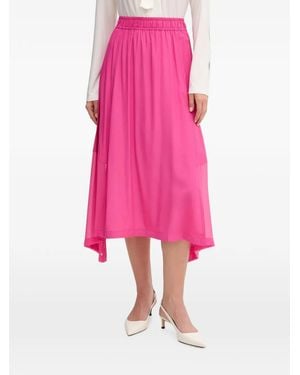 DKNY Asymmetric Elasticated-Waist Midi Skirt - Pink