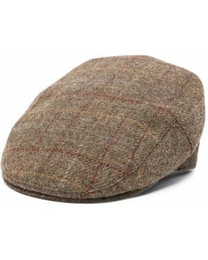 Barbour Check Wool Flat Cap - Brown
