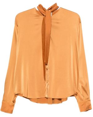 forte_forte Pussy-Bow Button-Down Shirt - Orange