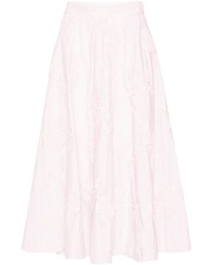 ROTATE BIRGER CHRISTENSEN Floral-Embroidered Midi Skirt - Pink