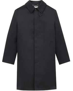 Saint Laurent Single-Breasted Collared Coat - Blue