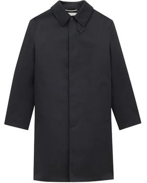 Saint Laurent Single-Breasted Collared Coat - Blue