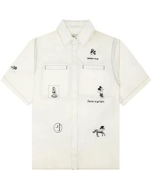 JUNGLES JUNGLES Graphic-Print Short-Sleeve Shirt - White